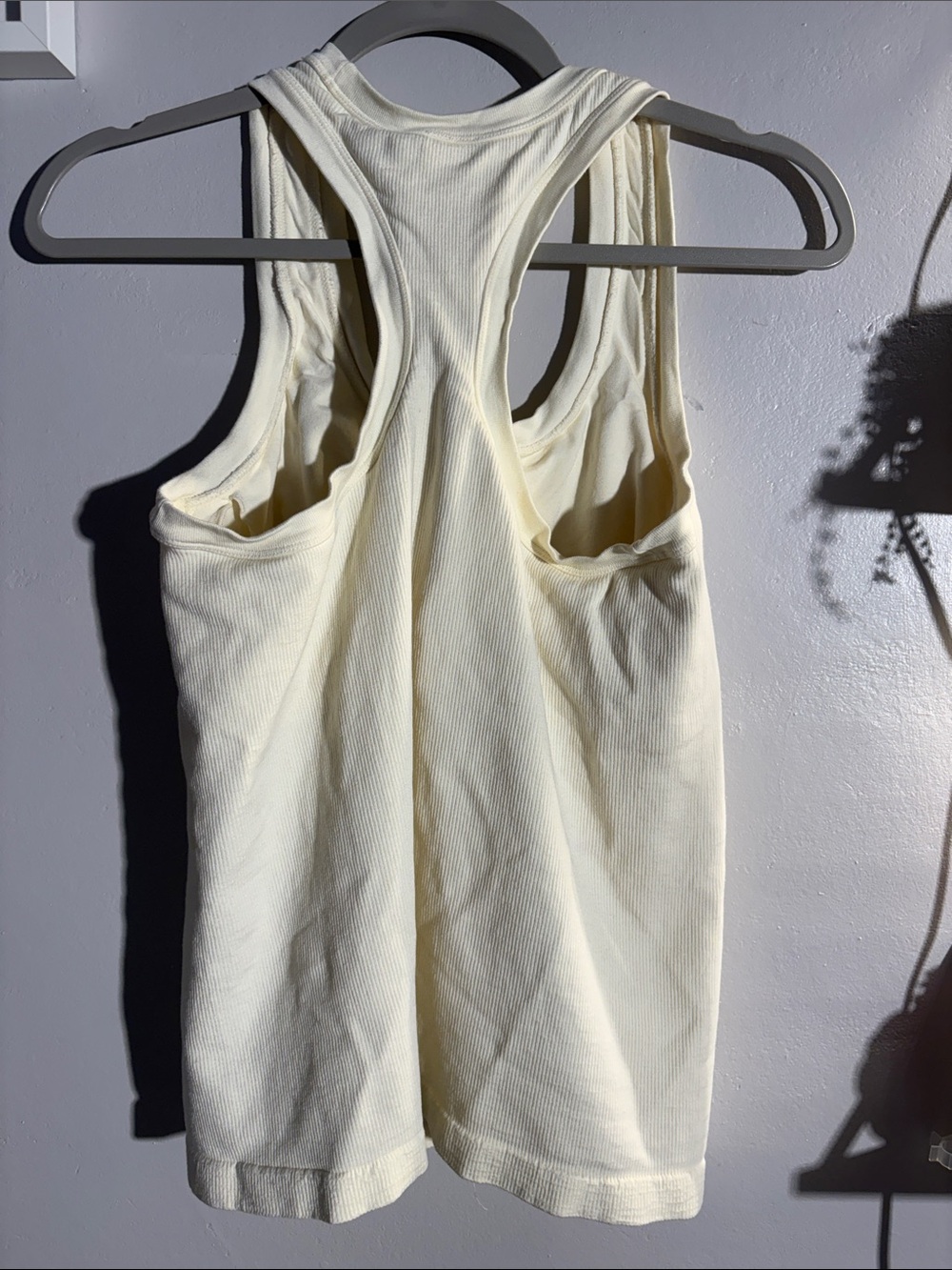Fabletics Cream Ribbed Racerback Tank Top - Picture 2 of 3